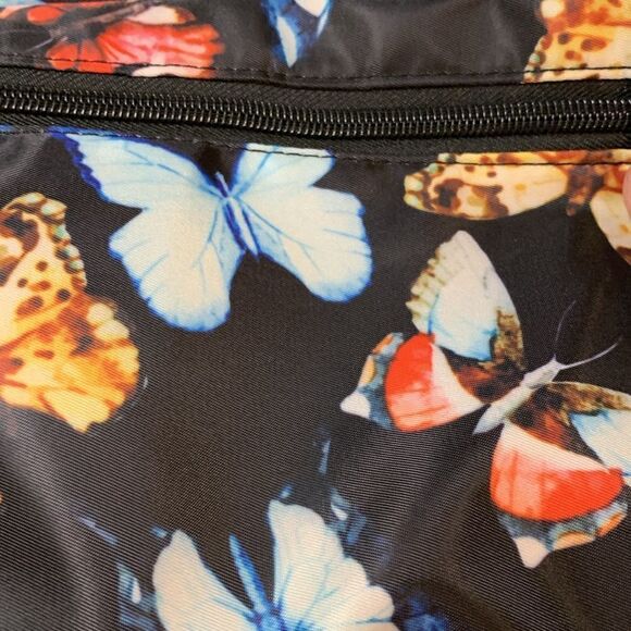 Soyater multi zipper compartment crossbody novelty nylon bag w/butterfly detail. - Picture 12 of 12